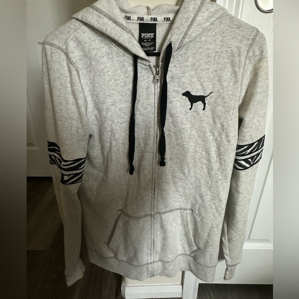 Pink Victoria’s Secret zip up goodie sweater size xs